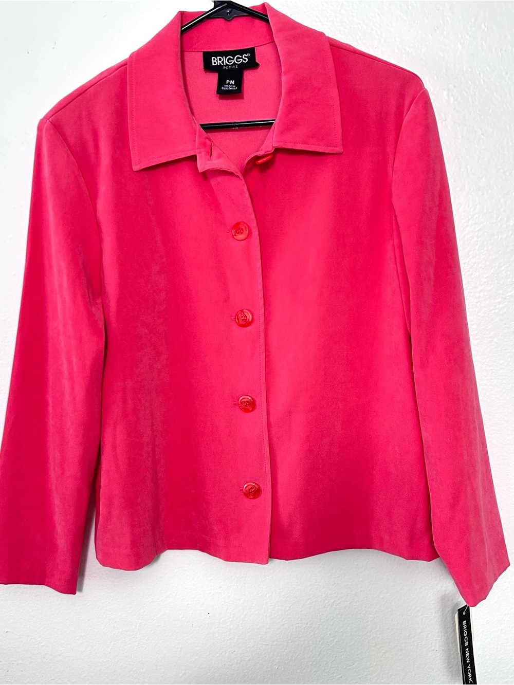 NWT Briggs Buttery Soft Light Weight Coral Button Front Blazer Petite Medium